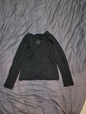 The Children's Place Black Long Sleeve Tee with Rhinestone Heart